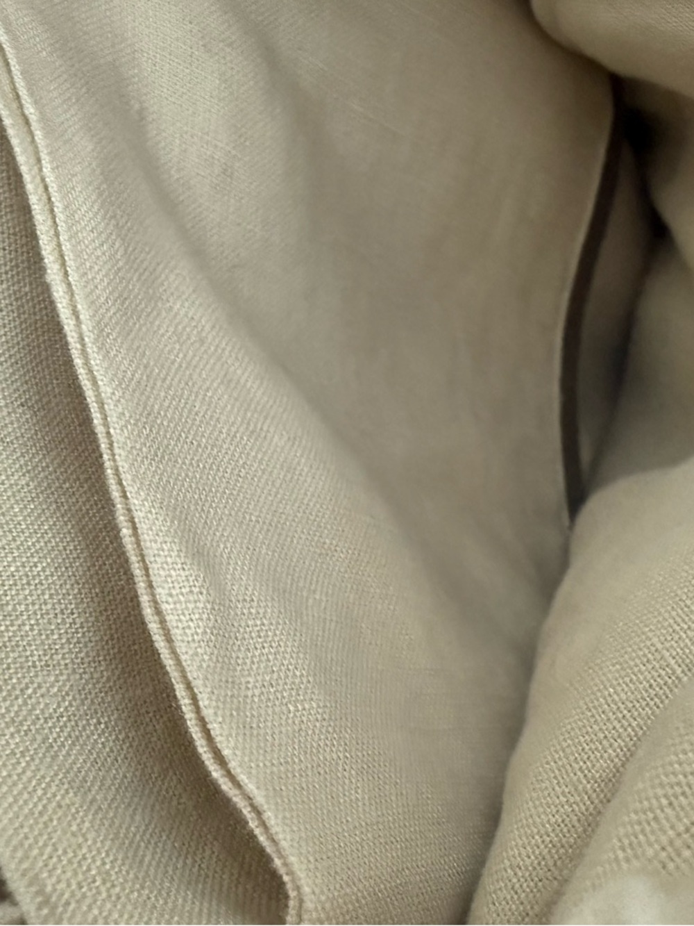 New Quince European Linen Piped Fitted Sheet Set CalKing - Oat/Espresso $134 - Picture 7 of 7